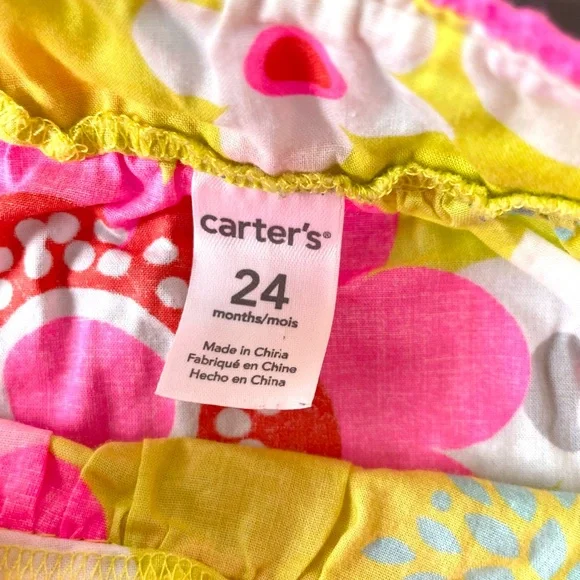 4/$20💥24M Carter's Neon Floral Summer Sundress, Lightweight Woven, Front Pockets - Picture 8 of 10